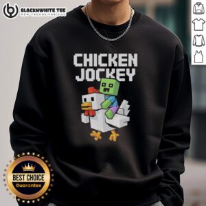 Awesome chicken jockey pixel art sweatshirt, perfect gift for funny game lovers and friends.