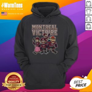 Pretty Montreal Victoire Super Mario Team Ice Hockey Hoodie featuring vibrant graphics and a cozy design for fans.