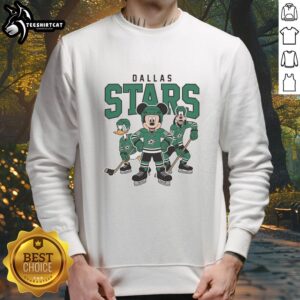 Nice Dallas Stars Disney team ice hockey sweatshirt featuring vibrant graphics and cozy design for fans.