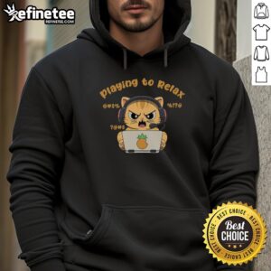 Funny angry cat hoodie design featuring a relaxed cat playing, perfect for cozy and humorous casual wear.