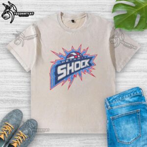 Alt Text: Nice Detroit Shock 03 washed t-shirt featuring a vintage design and vibrant colors, perfect for basketball fans.