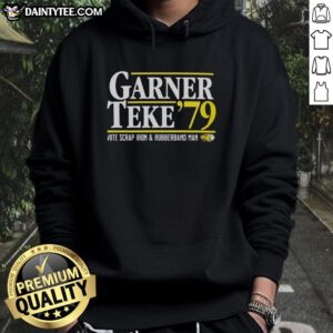 Nice Garner Teke 79 Vote Scrap Iron and Rubberband Man hoodie featuring a unique design and vibrant colors for style.