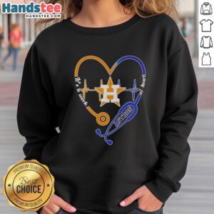 Awesome Houston Astros stethoscope heartbeat sweatshirt showcasing team spirit and passion for baseball.