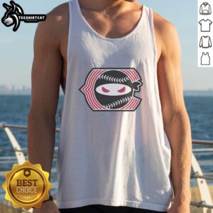 Original Pitching Ninja Cincinnati Red tank top featuring a bold design for baseball enthusiasts and fans.