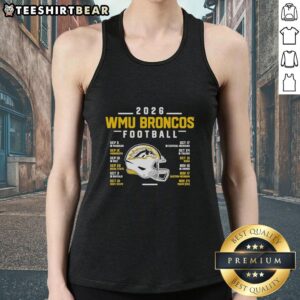 2026 Western Michigan Broncos football schedule tank top design featuring team colors and logo.