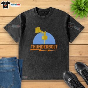 Original Thunderbolt Civil Defense Siren Lightning Bolt washed t-shirt featuring a bold graphic design.