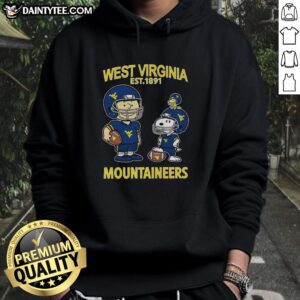 Good Charlie Brown and Snoopy hoodie featuring West Virginia Mountaineers NCAA Football Est. 1891 design.