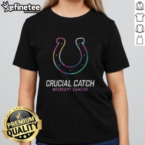 Hot Indianapolis Colts Crucial Intercept Cancer NFL neon ladies' tee featuring vibrant colors and team logo.
