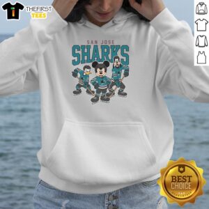 Awesome San Jose Sharks Disney Team ice hockey hoodie featuring vibrant colors and unique design for fans.