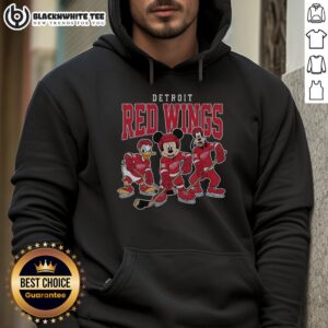 Alt Text: Cozy Detroit Red Wings Disney team ice hockey hoodie featuring vibrant graphics and a comfortable fit for fans.