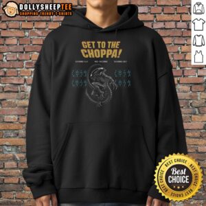 Premium Get To The Choppa Alien Hoodie featuring a bold alien graphic and cozy design for fans of sci-fi apparel.