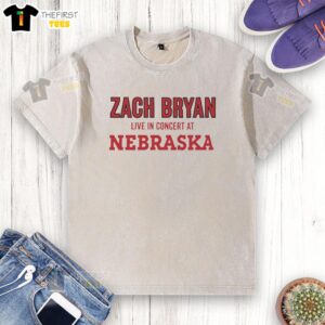 Top Zach Bryan concert April 25, 2026, in Lincoln, Nebraska, featuring a stylish washed t-shirt design.