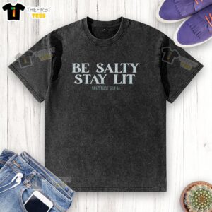 Nice Be Salty Stay Lit washed t-shirt in light blue, perfect for casual summer outfits and beach vibes.