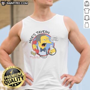 Funny Moes Tavern The Simpsons tank top featuring iconic characters and vibrant colors for a playful fan look.