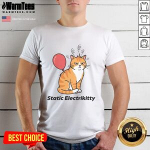 Pretty Static Electrikitty T-Shirt featuring a vibrant cat design, perfect for casual wear and cat lovers.