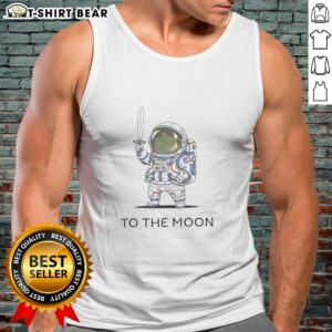 Alt Text: Awesome to the Moon astronaut frog tank top featuring a playful frog in a space suit against a cosmic background.