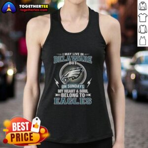 Stylish tank top featuring 'My Heart And Soul Belong To Eagles' for Philadelphia Eagles fans in Delaware on game days.