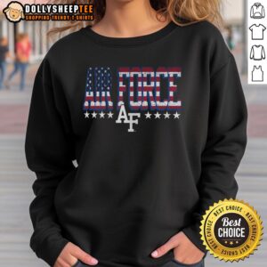 Good Air Force Falcons tall type flag sweatshirt featuring bold graphics and comfortable design for fans and supporters.