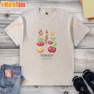 Premium Tomato Art of Flora washed t-shirt featuring vibrant floral graphics on a stylish, comfortable fabric.