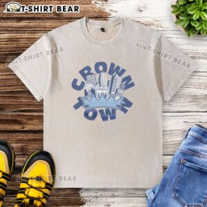 Original Crown Town Cityscape Washed T-Shirt featuring a vibrant city skyline design on soft, comfortable fabric.