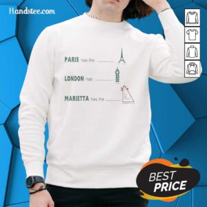 Premium sweatshirt featuring Marietta's Big Chicken, along with iconic landmarks like the Eiffel Tower and Big Ben.