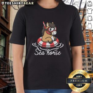 Good Literal Sea Horse Ladies Tee featuring a vibrant sea horse graphic on a stylish women's t-shirt for ocean lovers.
