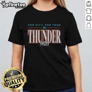 OKC Thunder 2026 playoffs ladies tee, featuring a stylish design perfect for fans supporting their team in the city.