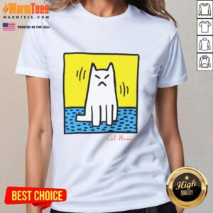 Pretty Cat Haring Ladies Tee featuring colorful cat designs, perfect for casual wear and cat lovers.