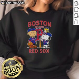 Premium Boston Red Sox MLB x Charlie Brown VA Snoopy Peanuts sweatshirt established 1901, perfect for fans.