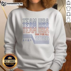 Awesome Team USA One For All 2026 Sports Tournament graphic sweatshirt featuring bold design and vibrant colors.