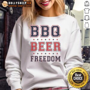 Good BBQ Beer Freedom Stars Sweatshirt featuring a patriotic design for grilling enthusiasts and casual wear.