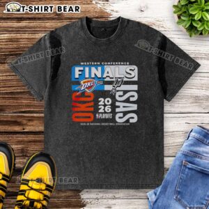 Awesome 2025-26 Western Conference Finals NBA T-shirt featuring Oklahoma City Thunder vs San Antonio Spurs design.
