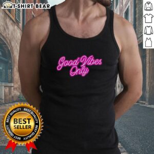 Pretty Good Vibes Only purple neon tank top displayed on a mannequin, perfect for summer outfits and vibrant fashion.