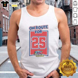 Tony Marinaro wearing a tank top, promoting 'The Sick Podcast' on route for the 25th episode celebration.