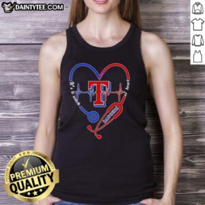 Awesome Texas Rangers stethoscope heartbeat tank top design celebrating sports and healthcare with a stylish flair.