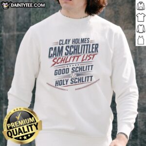 Original Clay Holmes Cam Schlittler sweatshirt featuring unique design and vibrant colors, perfect for casual wear.