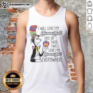 Fun tank top featuring 'I Will Love My Banana Ball' from The Cat in the Hat, perfect for kids and Dr. Seuss fans.