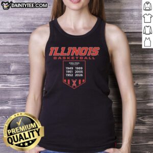Awesome Illinois Fighting Illini Basketball Final Fours banner tank top showcasing team pride and sportswear style.