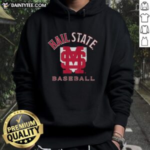 Alt Text: Stylish Pretty Mississippi State Bulldogs NCAA Baseball hoodie featuring Hall of State home plate design.