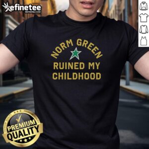 Nice Minnesota Wild Norm Green Ruined My Childhood T-Shirt featuring bold graphics and vibrant colors, perfect for fans.