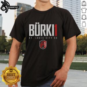Alt Text: Nice Roman Burki St Louis City SC Elite T-Shirt featuring a stylish design for soccer fans and players.