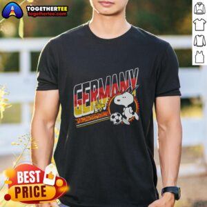 Top Peanuts Snoopy X Germany Soccer T-Shirt featuring Snoopy in a soccer jersey, perfect for fans and collectors.