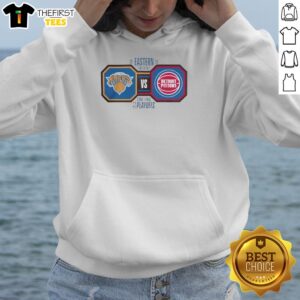 Awesome New York Knicks vs Detroit Pistons 2026 Eastern Conference Final NBA Playoffs hoodie featuring team logos.