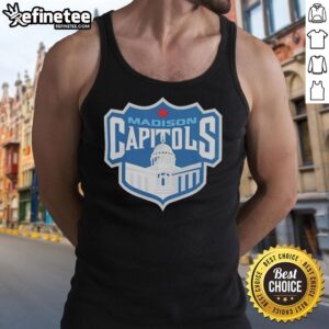 Vintage Madison Capitols hockey logo tank top featuring classic design and team colors, perfect for fans and collectors.