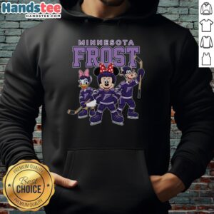 Cartoon design of a frost-themed ice hockey hoodie from Nice Minnesota, perfect for fans and winter sports enthusiasts.