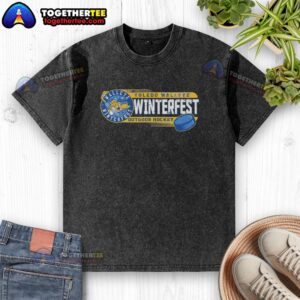 Vintage washed t-shirt featuring Good Toledo Walleye Winterfest outdoor hockey design, perfect for fans and collectors.
