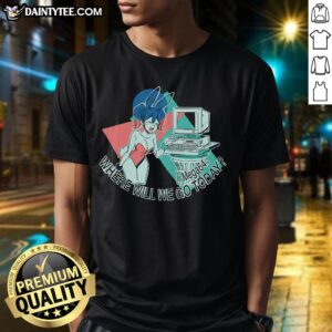 Alt Text: Official Where Will We Go Today Mega64 Anime T-Shirt featuring vibrant graphics and unique design for fans.