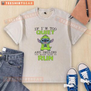 Original Stitch wearing a green hoodie with a quirky slogan t-shirt, perfect for casual style and comfort.