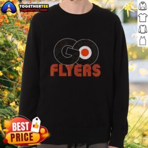 Good Philadelphia Flyers Ice Hockey sweatshirt featuring the Let's Go Flyers logo for fans and supporters.