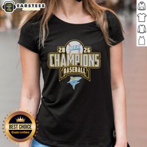 Awesome Liu Sharks NEC Baseball Regular Season Champions 2026 Ladies Tee featuring vibrant team colors and logo design.